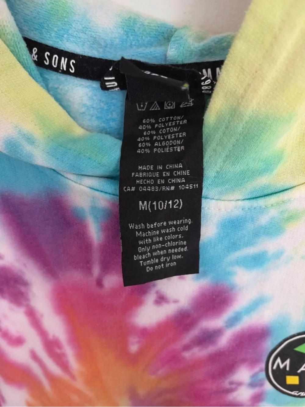 Maui and Sons Tie Dye Hoodie size M(10-12)